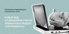 Новый вид отображения списка элементов в разделе «Сертификаты»: глобальная перезагрузка IntecUniverse 2.3.0